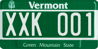 VT license plate XXK001