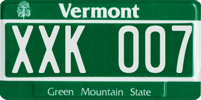 VT license plate XXK007