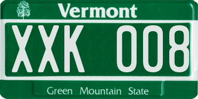 VT license plate XXK008