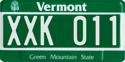 VT license plate XXK011