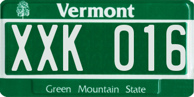 VT license plate XXK016