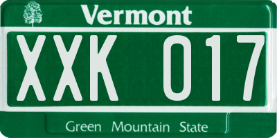 VT license plate XXK017