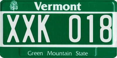 VT license plate XXK018