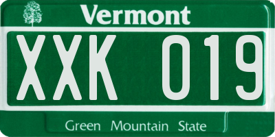 VT license plate XXK019