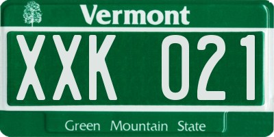 VT license plate XXK021