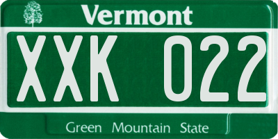 VT license plate XXK022