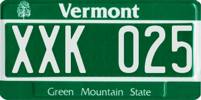 VT license plate XXK025
