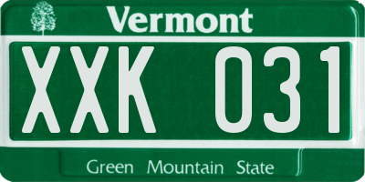 VT license plate XXK031
