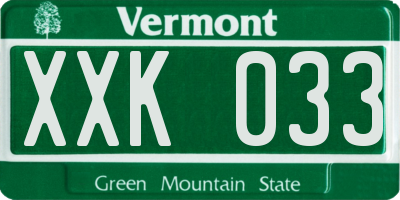 VT license plate XXK033