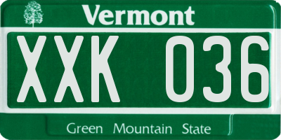 VT license plate XXK036