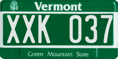 VT license plate XXK037