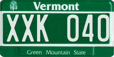VT license plate XXK040