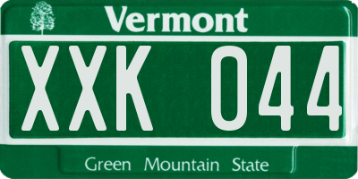 VT license plate XXK044