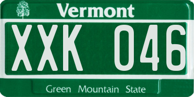 VT license plate XXK046