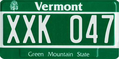 VT license plate XXK047