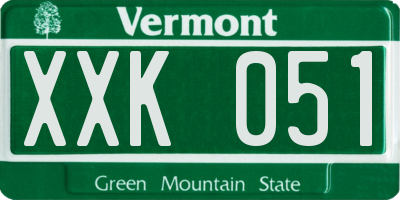 VT license plate XXK051
