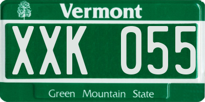 VT license plate XXK055