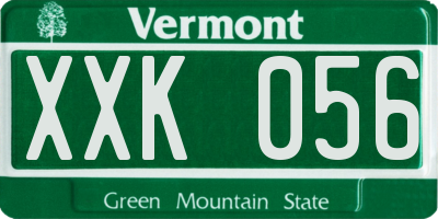 VT license plate XXK056