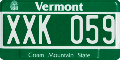 VT license plate XXK059