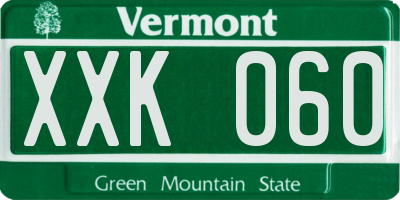 VT license plate XXK060
