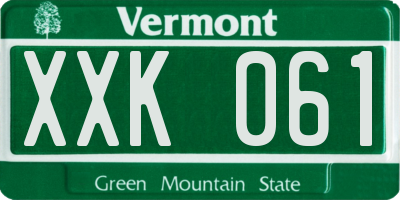 VT license plate XXK061