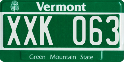 VT license plate XXK063