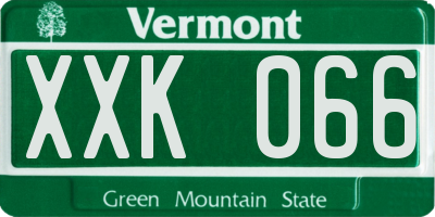 VT license plate XXK066