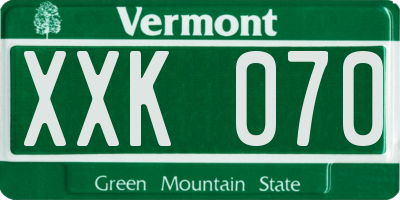 VT license plate XXK070