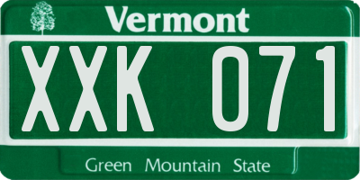 VT license plate XXK071