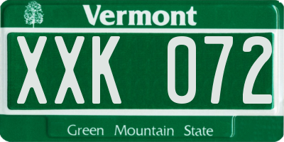 VT license plate XXK072