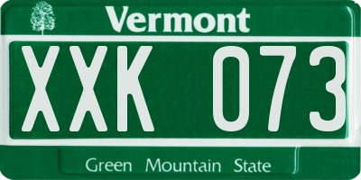 VT license plate XXK073