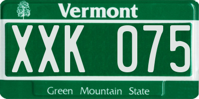 VT license plate XXK075