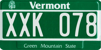 VT license plate XXK078