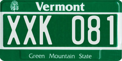 VT license plate XXK081