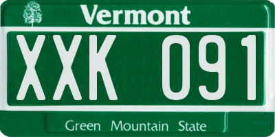 VT license plate XXK091