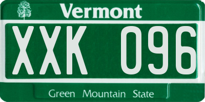 VT license plate XXK096