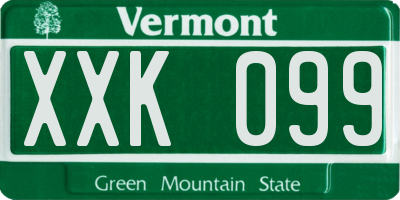 VT license plate XXK099