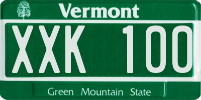 VT license plate XXK100