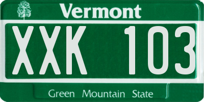 VT license plate XXK103