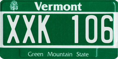 VT license plate XXK106