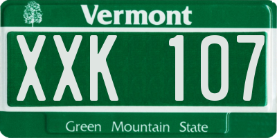 VT license plate XXK107