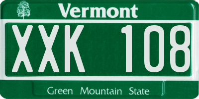 VT license plate XXK108