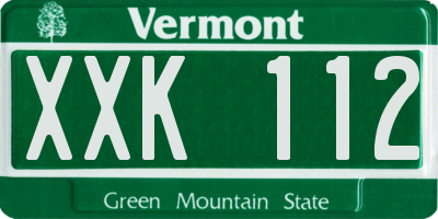 VT license plate XXK112