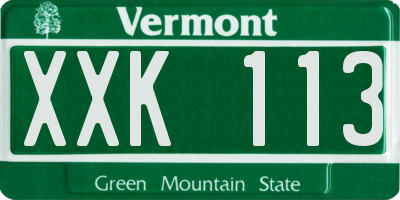 VT license plate XXK113