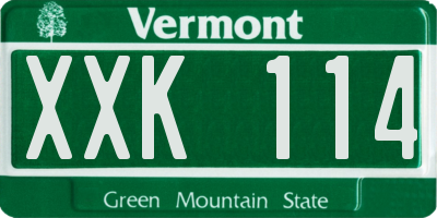 VT license plate XXK114