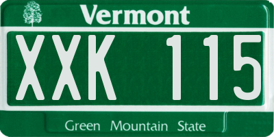 VT license plate XXK115