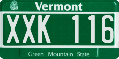 VT license plate XXK116