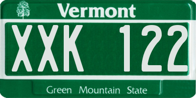 VT license plate XXK122