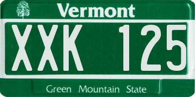 VT license plate XXK125