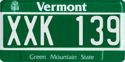 VT license plate XXK139